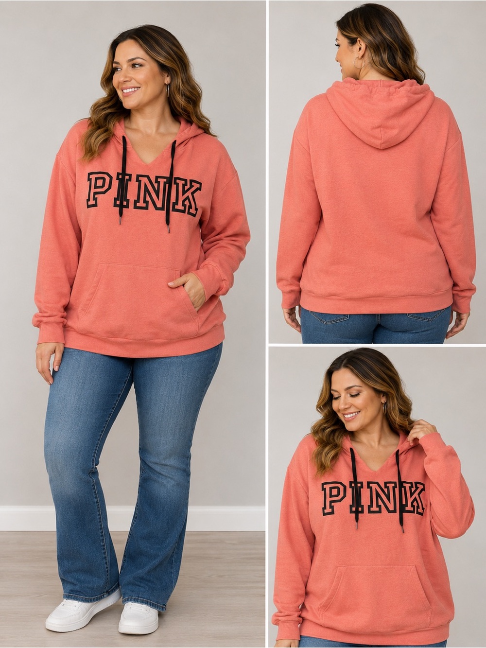 PINK Victoria’s Secret Dusty Rose Pink Hoodie Size Large Pullover Sweatshirt